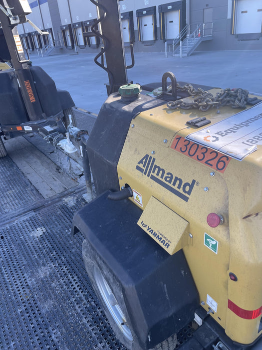 2021 Allmand NLV3GR (4) LED Light Fixture 350W, 23' Vertical Mast, 3kW Prime, Towable, Deep Sea L401, Leveling Jacks, Yanmar T4F 5.8hp