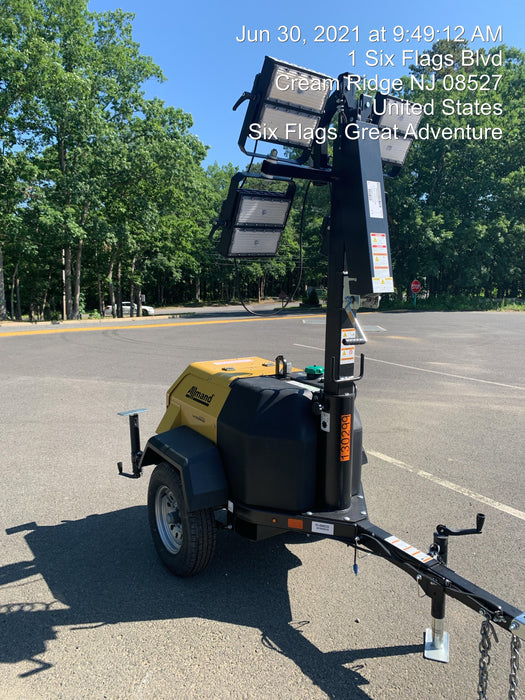 2021 Allmand NLV3GR (4) LED Light Fixture 350W, 23' Vertical Mast, 3kW Prime, Towable, Deep Sea L401, Leveling Jacks, Yanmar T4F 5.8hp