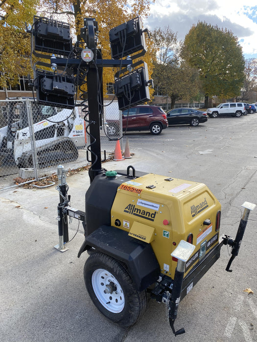 2021 Allmand NLV3GR (4) LED Light Fixture 350W, 23' Vertical Mast, 3kW Prime, Towable, Deep Sea L401, Leveling Jacks, Yanmar T4F 5.8hp