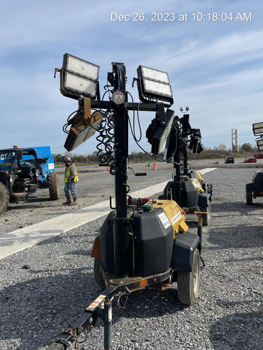 2022 Allmand NLV3GR (4) LED Light Fixture 350W, 23' Vertical Mast, 3kW Prime, Towable, Deep Sea L401, Leveling Jacks, Yanmar T4F 5.8hp