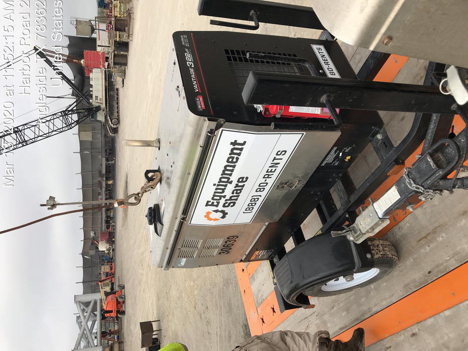 2019 Lincoln Electric Vantage 322 Welder Ready-Pak 3, Two wheel trailer, Fender and Light kit, Cable Rack