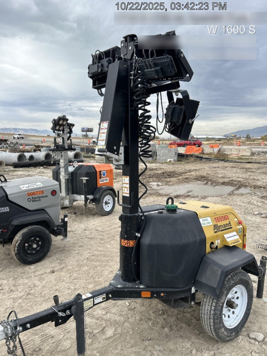 2021 Allmand NLV3GR (4) LED Light Fixture 350W, 23' Vertical Mast, 3kW Prime, Towable, Deep Sea L401, Leveling Jacks, Yanmar T4F 5.8hp