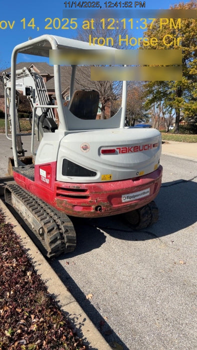 2019 Takeuchi TB240 Takeuchi TB240 Canopy w/Rubber Tracks, Auxiliary Hydraulics, Manual QC, Hydraulic Thumb, 12/18/24" Buckets