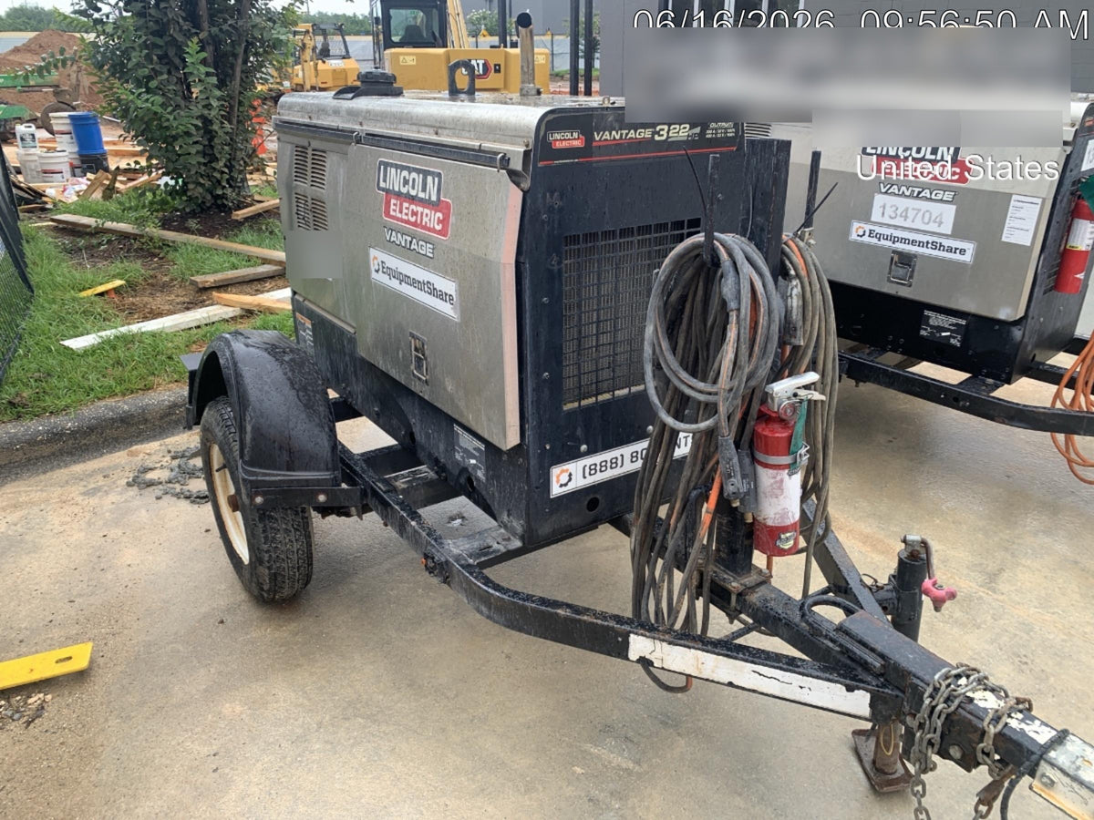 2019 Lincoln Electric Vantage 322 Ready-Pak 3, Two Wheel Trailer, Fender and Light Kit, Cable Rack