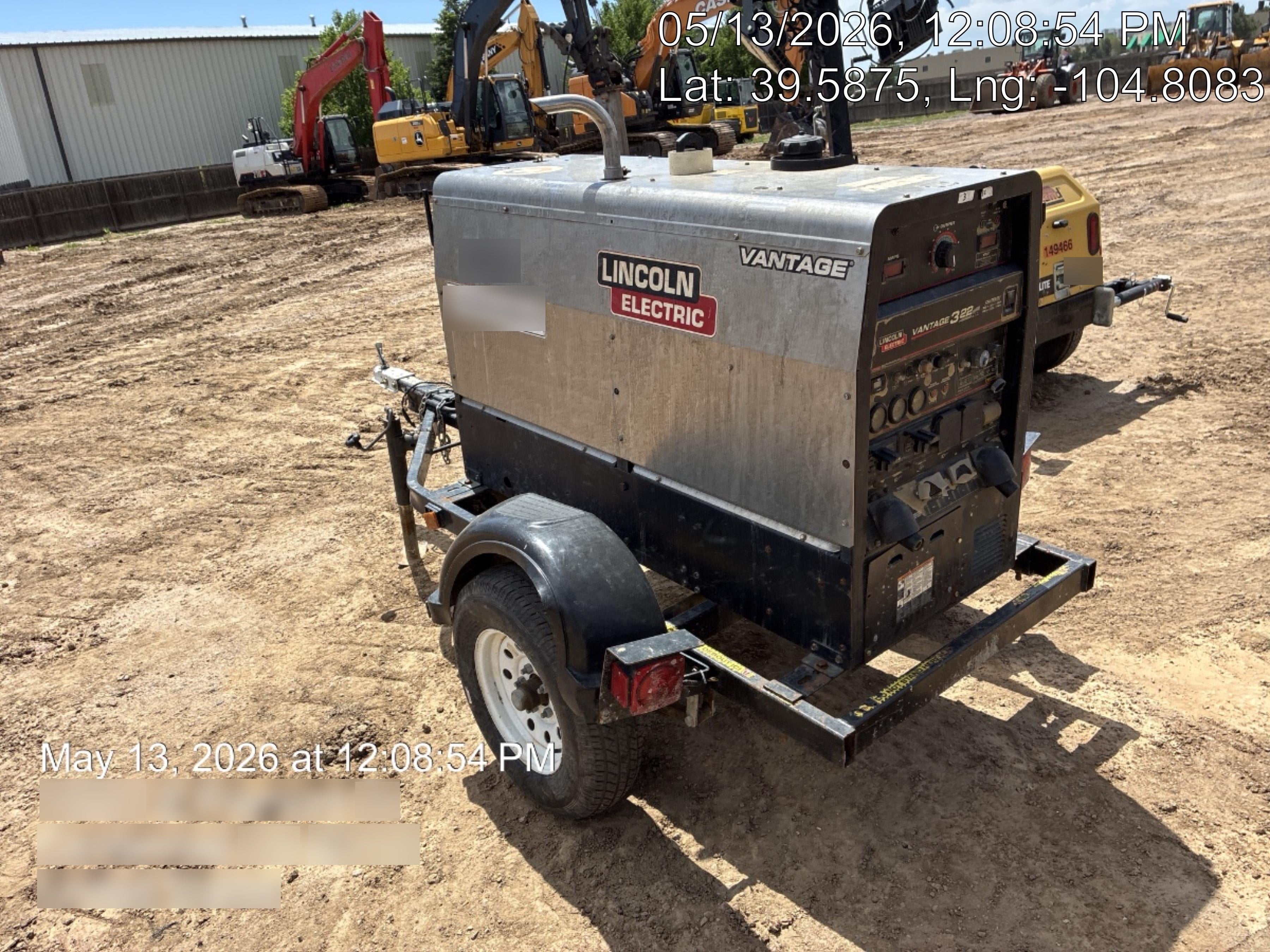 2019 Lincoln Electric Vantage 322 Ready-Pak 3, Two Wheel Trailer, Fender and Light Kit, Cable Rack