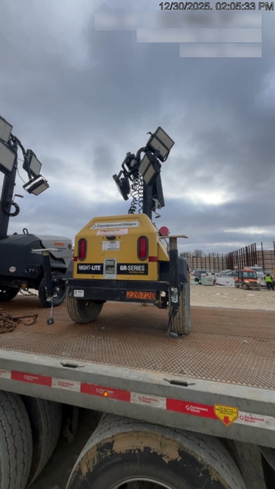 2022 Allmand NLV3GR (4) LED Light Fixture 350W, 23' Vertical Mast, 3kW Prime, Towable, Deep Sea L401, Leveling Jacks, Yanmar T4F 5.8hp