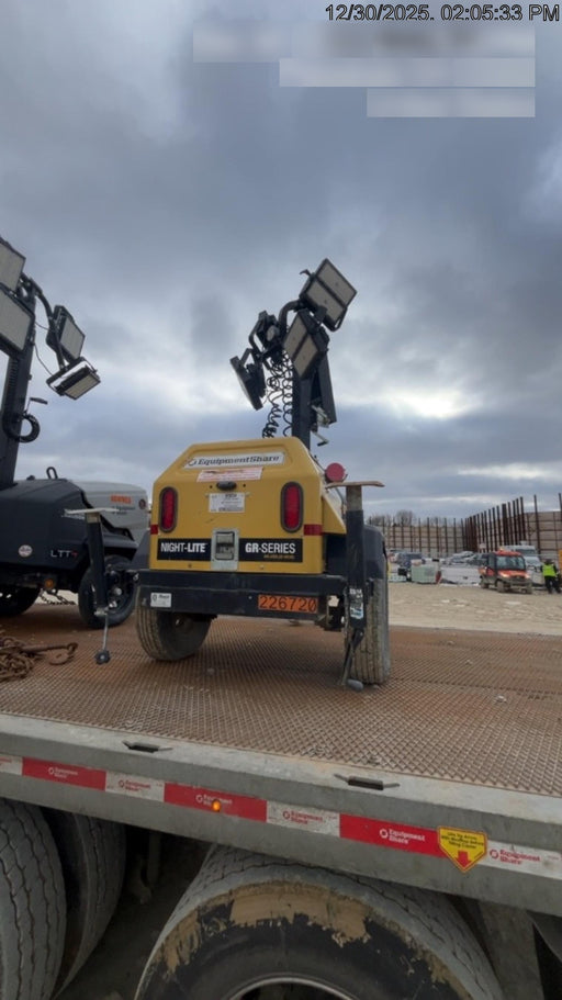 2022 Allmand NLV3GR (4) LED Light Fixture 350W, 23' Vertical Mast, 3kW Prime, Towable, Deep Sea L401, Leveling Jacks, Yanmar T4F 5.8hp