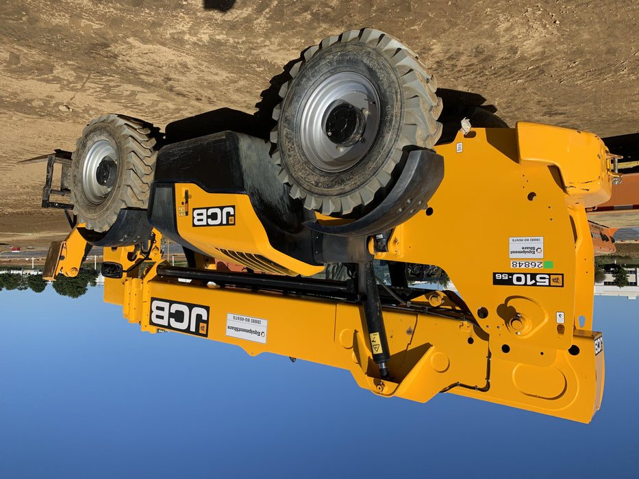 2019 JCB 510-56 Open ROPS, 74 HP, Solid Tires, Worklights, Beacon, Aux Hydraulics, Lifting Eye, 60" Carriage/60" Forks