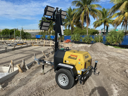 2022 Allmand NLV3GR (4) LED Light Fixture 350W, 23' Vertical Mast, 3kW Prime, Towable, ES Decals, T3