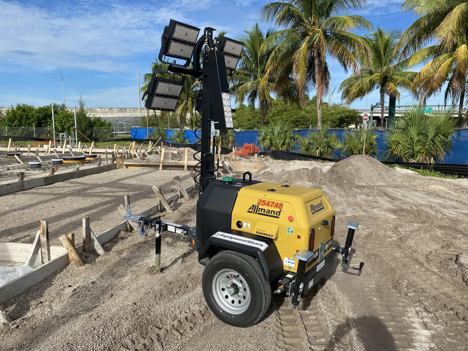 2022 Allmand NLV3GR (4) LED Light Fixture 350W, 23' Vertical Mast, 3kW Prime, Towable, ES Decals, T3