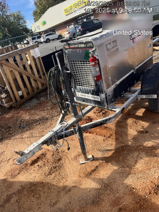 2019 Lincoln Electric Vantage 322 Welder Ready-Pak 3, Two wheel trailer, Fender and Light kit, Cable Rack