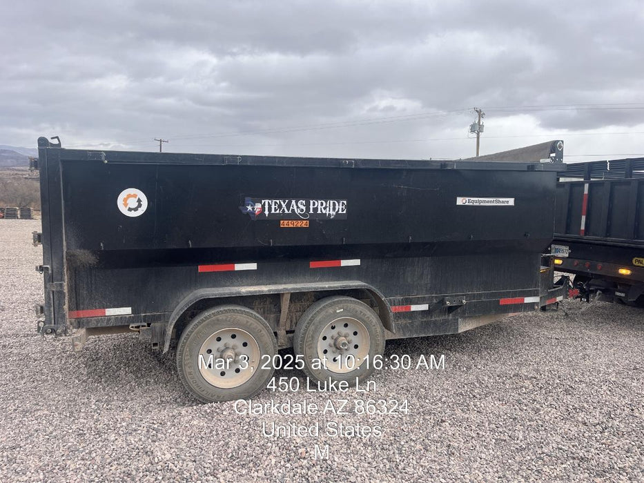 2025 TEXAS PRIDE TRAILERS 14'L x 7'W 5 Cu Yd Trunnion Hydraulic Dump