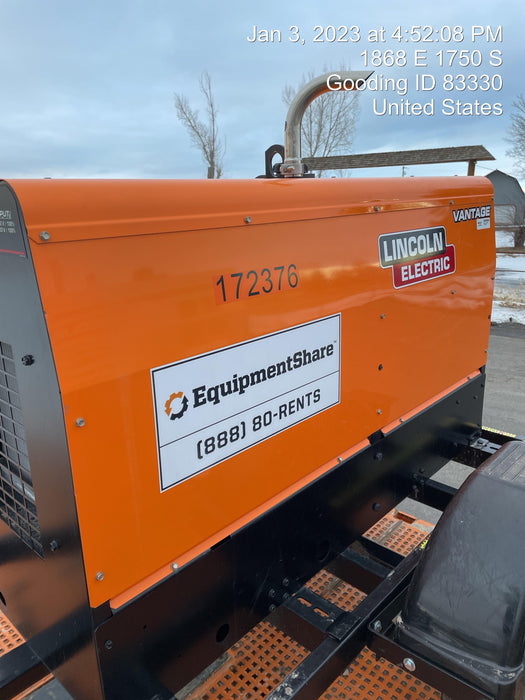 2021 Lincoln Electric Vantage 322 Vantage 322 Ready Pak 3 w/ Decals, ORANGE (includes trailer, cable rack, fender light kit) NO Telematics