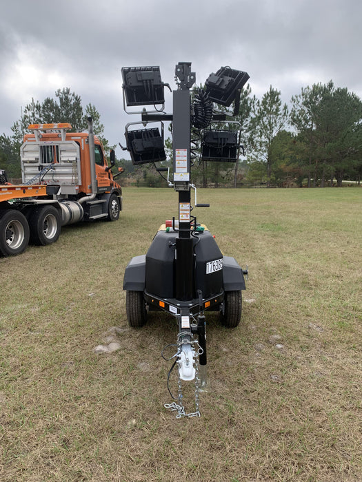 Allmand NLV3GR (4) LED Light Fixture 350W, 23' Vertical Mast, 3kW Prime, Towable, Deep Sea L401, Leveling Jacks, Yanmar T4F 5.8hp