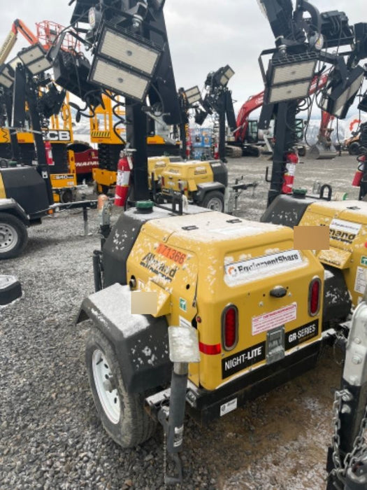 2021 Allmand NLV3GR (4) LED Light Fixture 350W, 23' Vertical Mast, 3kW Prime, Towable, Deep Sea L401, Leveling Jacks, Yanmar T4F 5.8hp