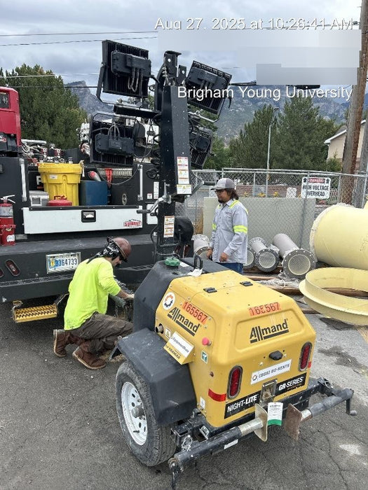 2021 Allmand NLV3GR (4) LED Light Fixture 350W, 23' Vertical Mast, 3kW Prime, Towable, Deep Sea L401, Leveling Jacks, Yanmar T4F 5.8hp