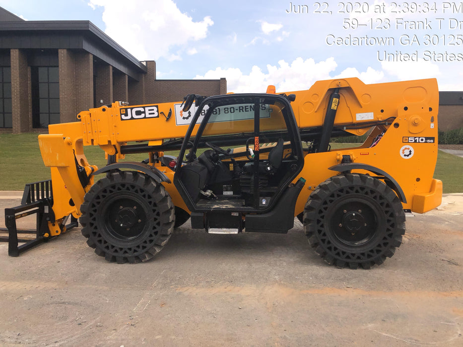 2020 JCB 510-56 Canopy, Solid Tires, Work Lights, Beacon, Aux Hydraulics, Back up Alarm, Lifting Eye, ES Decals