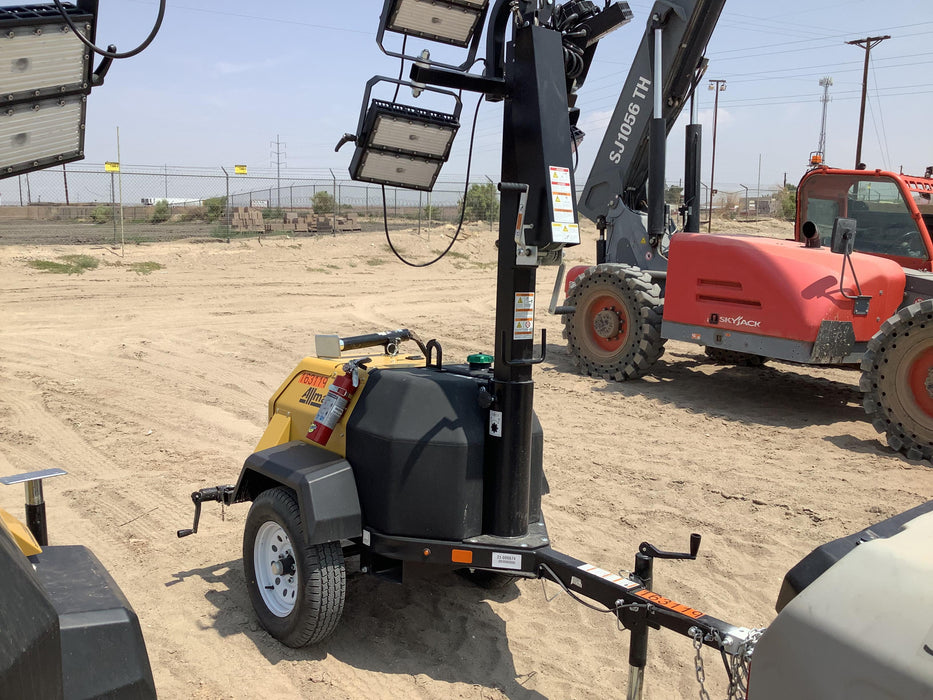 2021 Allmand NLV3GR (4) LED Light Fixture 350W, 23' Vertical Mast, 3kW Prime, Towable, Deep Sea L401, Leveling Jacks, Yanmar T4F 5.8hp