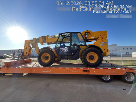 2019 JCB 510-56 Enclosed Cab, 74 HP, Solid Tires, Worklights, Beacon, Aux Hydraulics, Lifting Eye w/66" Carriage/60" Forks