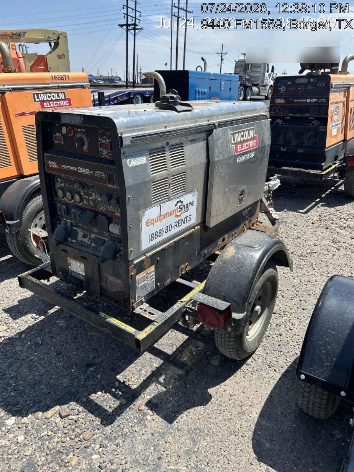 2018 Lincoln Electric Vantage 322 Lincoln Vantage 322 Welder Ready Pak 3 - Vantage 322, Trailer, Fender and light kit, Cable rack