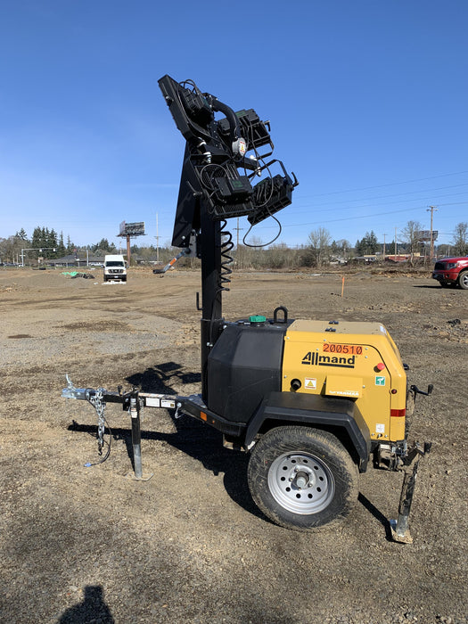 2022 Allmand NLV3GR (4) LED Light Fixture 350W, 23' Vertical Mast, 3kW Prime, Towable, Deep Sea L401, Leveling Jacks, Yanmar T4F 5.8hp