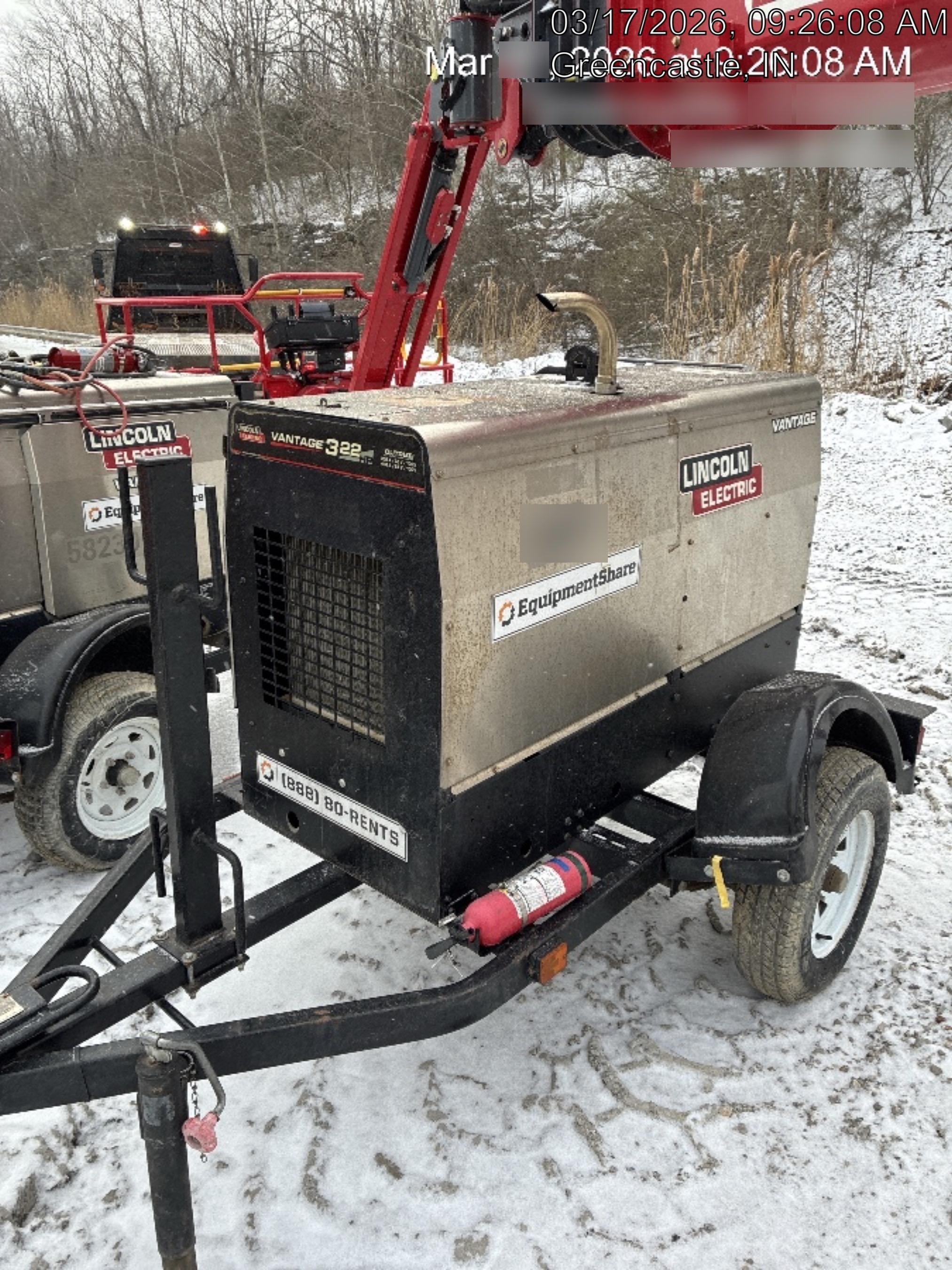 2019 Lincoln Electric Vantage 322 Ready-Pak 3, Two Wheel Trailer, Fender and Light Kit, Cable Rack
