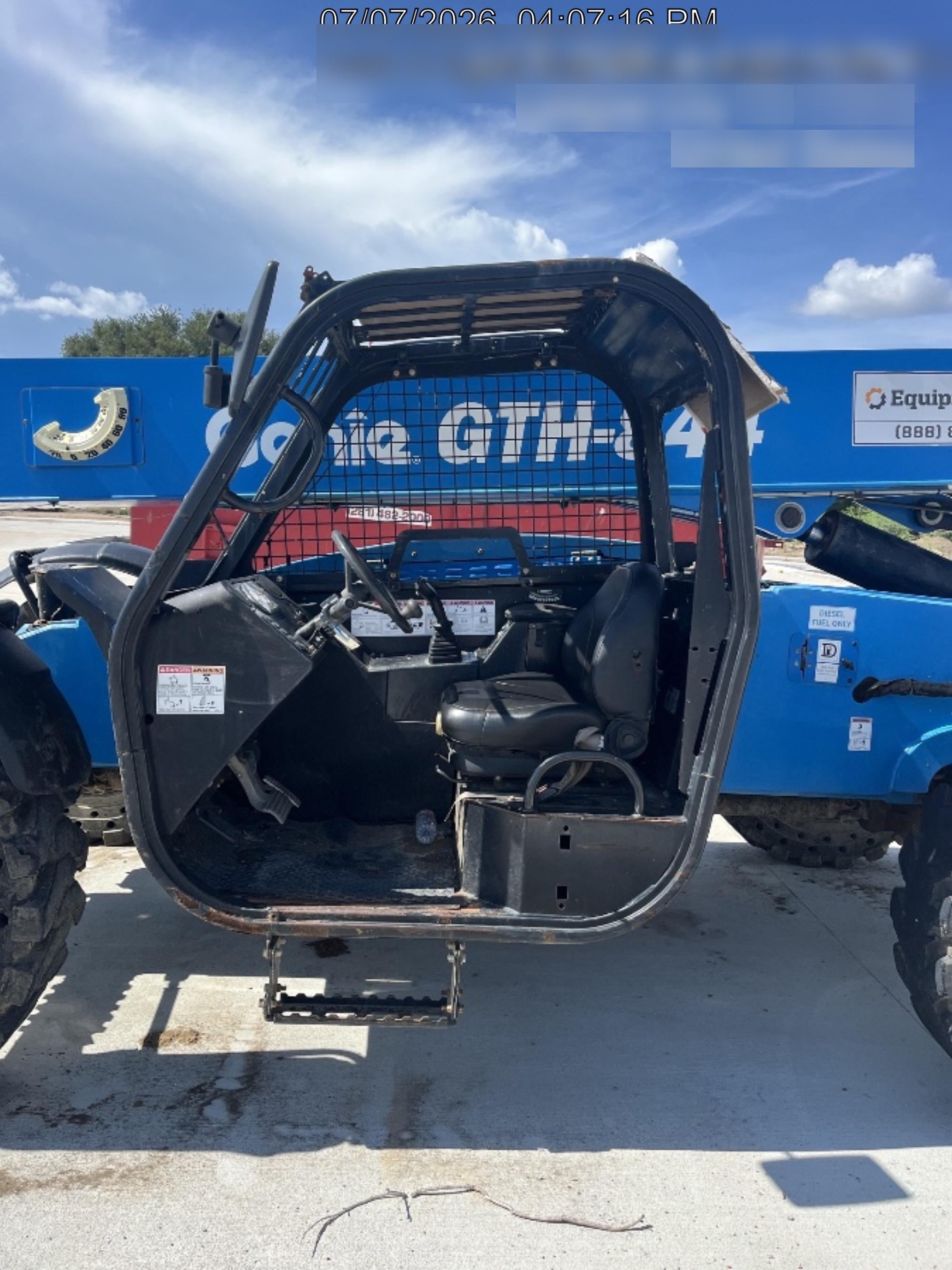 2017 Genie GTH-844 Diesel Engine, Solid Tires, 60" Carriage, Open ROPS