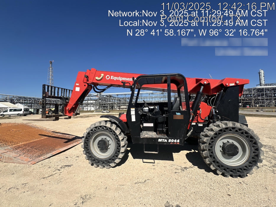 2019 Manitou MTA8044 74hp T4F, Open ROPS, Cab and Boom LED work lights, Auxiliary Hydraulics, Solid Tires, Amber strobe, Lift Hook 66" Carriage, 60" Forks