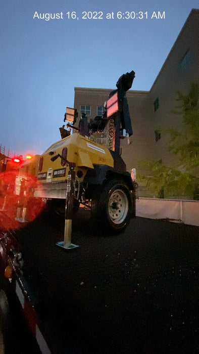 2022 Allmand NLV3GR (4) LED Light Fixture 350W, 23' Vertical Mast, 3kW Prime, Towable, Deep Sea L401, Leveling Jacks, Yanmar T4F 5.8hp