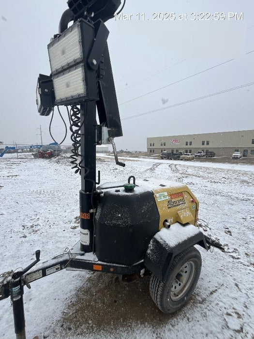 2022 Allmand NLV3GR (4) LED Light Fixture 350W, 23' Vertical Mast, 3kW Prime, Towable, Deep Sea L401, Leveling Jacks, Yanmar T4F 5.8hp