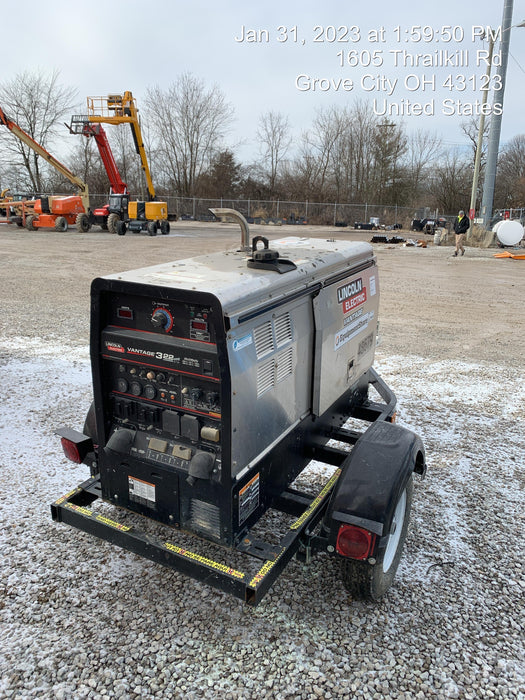 2019 Lincoln Electric Vantage 322 Ready-Pak 3, Two Wheel Trailer, Fender and Light Kit, Cable Rack