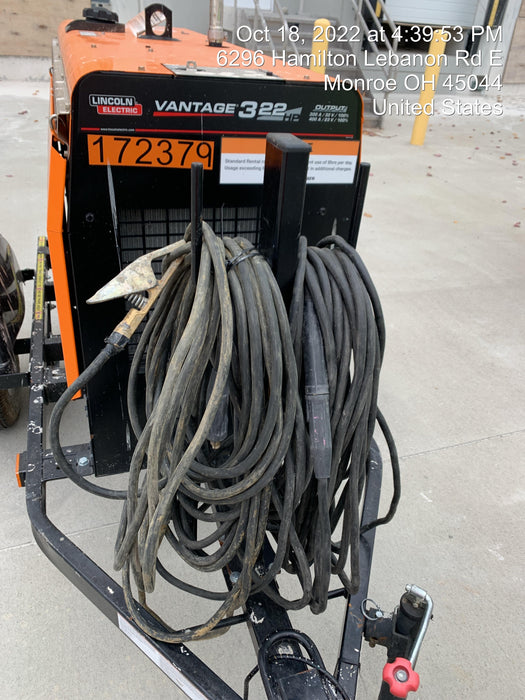 2021 Lincoln Electric Vantage 322 Vantage 322 Ready Pak 3 w/ Decals, ORANGE (includes trailer, cable rack, fender light kit) NO Telematics