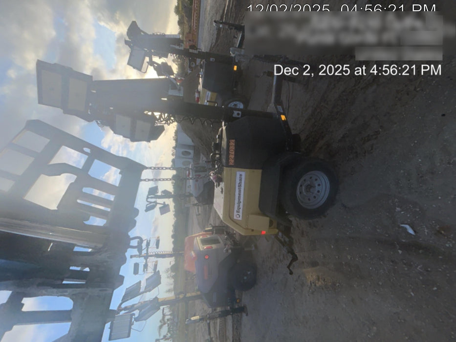 2022 Allmand NLV3GR (4) LED Light Fixture 350W, 23' Vertical Mast, 3kW Prime, Towable, Deep Sea L401, Leveling Jacks, Yanmar T4F 5.8hp