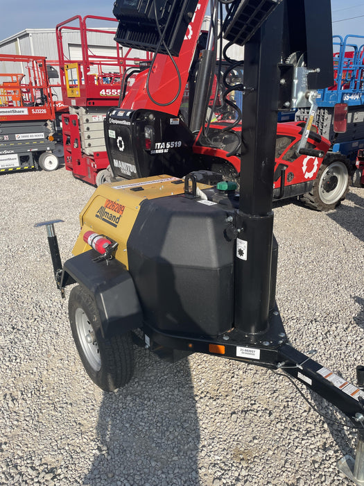 2022 Allmand NLV3GR (4) LED Light Fixture 350W, 23' Vertical Mast, 3kW Prime, Towable, Deep Sea L401, Leveling Jacks, Yanmar T4F 5.8hp