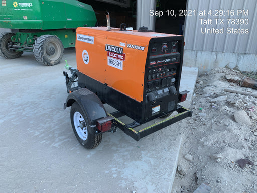 2021 Lincoln Electric Vantage 322 Vantage 322 Ready Pak 3 w/ Decals, ORANGE (includes trailer, cable rack, fender light kit) NO Telematics