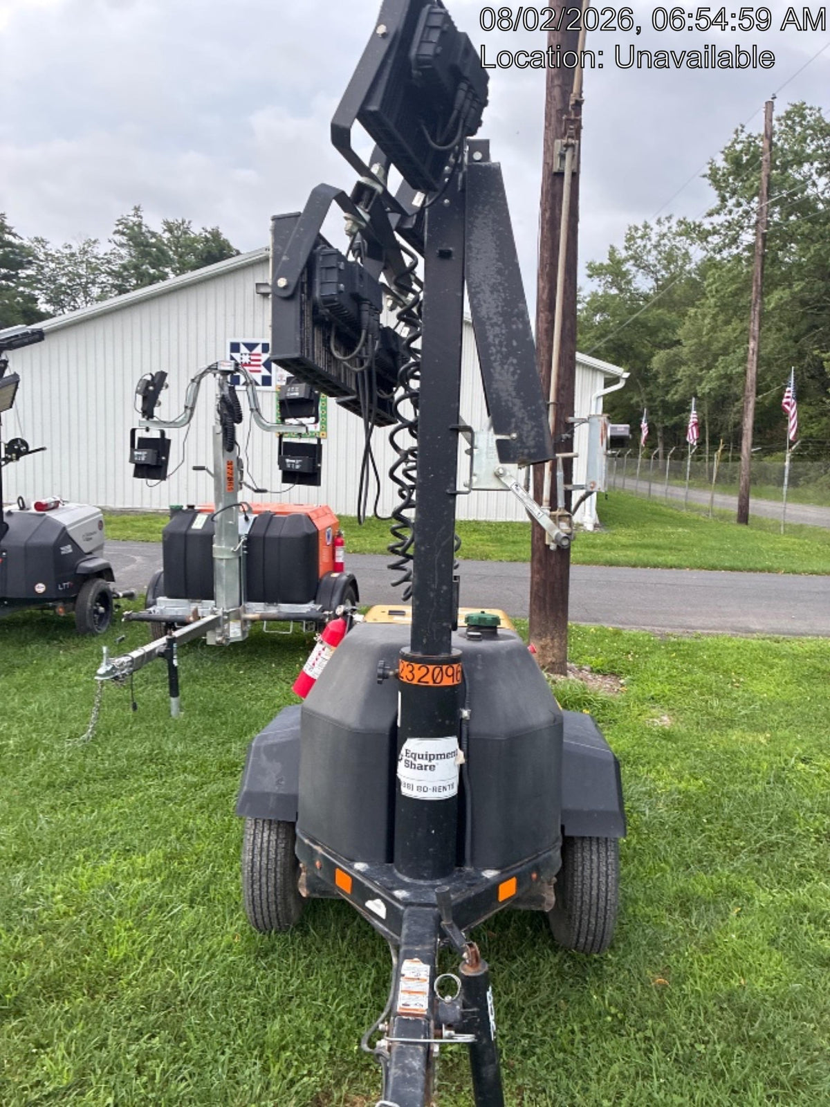 2022 Allmand NLV3GR (4) LED Light Fixture 350W, 23' Vertical Mast, 3kW Prime, Towable, Deep Sea L401, Leveling Jacks, Yanmar T4F 5.8hp