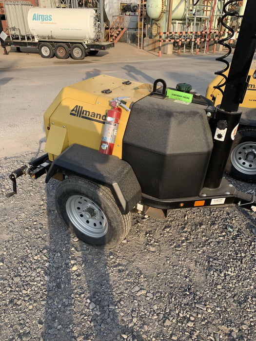 2022 Allmand NLV3GR (4) LED Light Fixture 350W, 23' Vertical Mast, 3kW Prime, Towable, Deep Sea L401, Leveling Jacks, Yanmar T4F 5.8hp