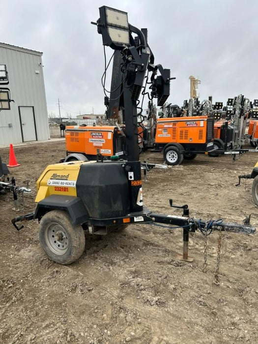 2022 Allmand NLV3GR (4) LED Light Fixture 350W, 23' Vertical Mast, 3kW Prime, Towable, Deep Sea L401, Leveling Jacks, Yanmar T4F 5.8hp