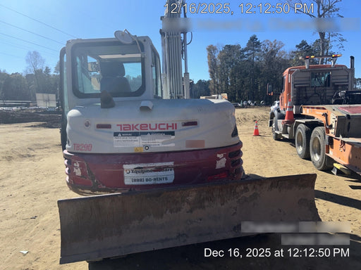 2019 Takeuchi TB290 Cab, AC, Rubber Tracks, Dozer Blade, Travel Alarm, Control Pattern Change Valve, Auxiliary Hydraulics w/18" Quick Coupler Bucket with teeth, 6.2 cu. ft. capacity/24" Quick Coupler Bucket with teeth, 8.6 cu. ft. capacity/36" Quick Coupler Bucket with teeth, 13.4 cu. ft. capacity, Quick Coupler, Hydraulic Thumb Installed