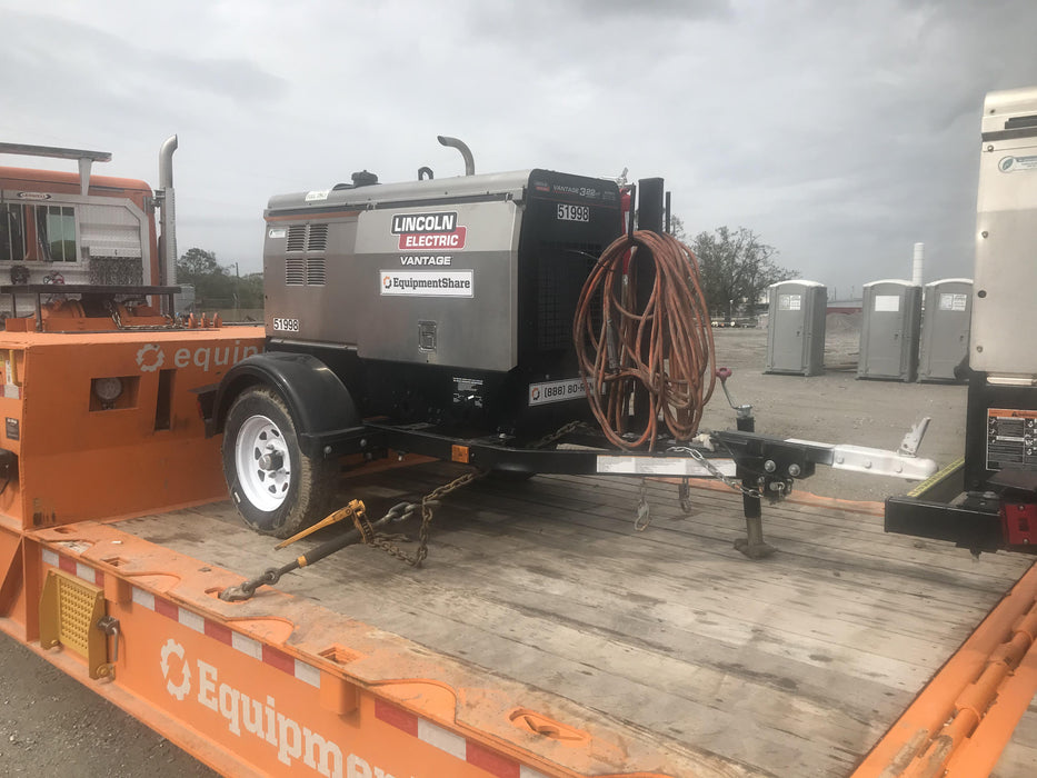 2019 Lincoln Electric Vantage 322 Welder Ready-Pak 3, Two wheel trailer, Fender and Light kit, Cable Rack