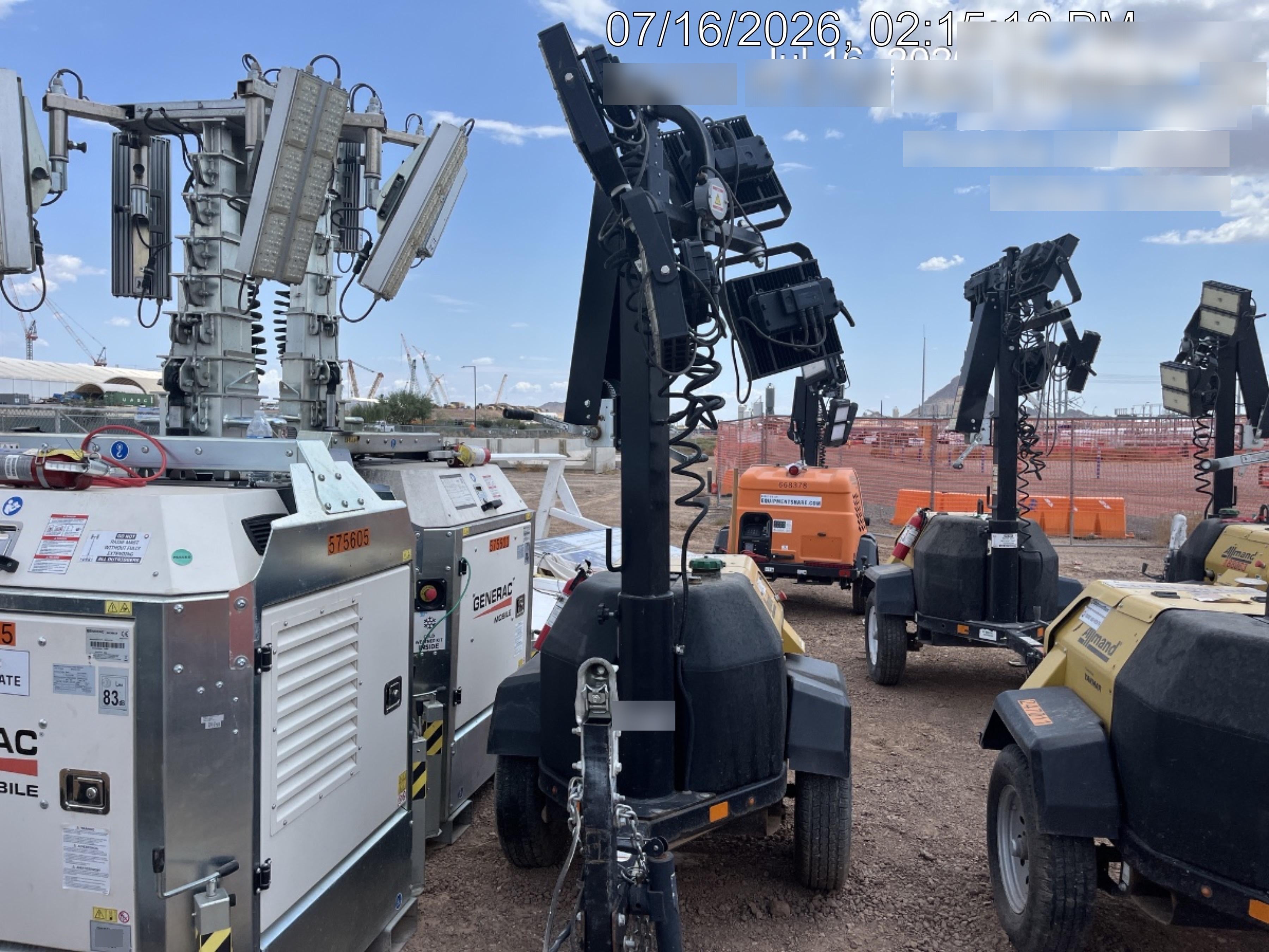 2022 Allmand NLV3GR (4) LED Light Fixture 350W, 23' Vertical Mast, 3kW Prime, Towable, Deep Sea L401, Leveling Jacks, Yanmar T4F 5.8hp
