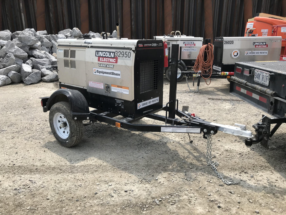 2019 Lincoln Electric Vantage 322 Welder Ready-Pak 3, Two wheel trailer, Fender and Light kit, Cable Rack