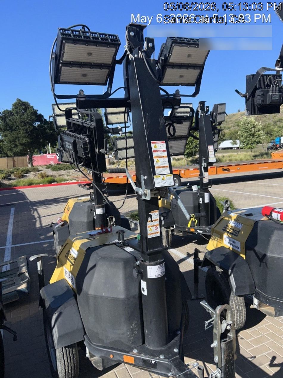 2022 Allmand NLV3GR (4) LED Light Fixture 350W, 23' Vertical Mast, 3kW Prime, Towable, ES Decals, T3