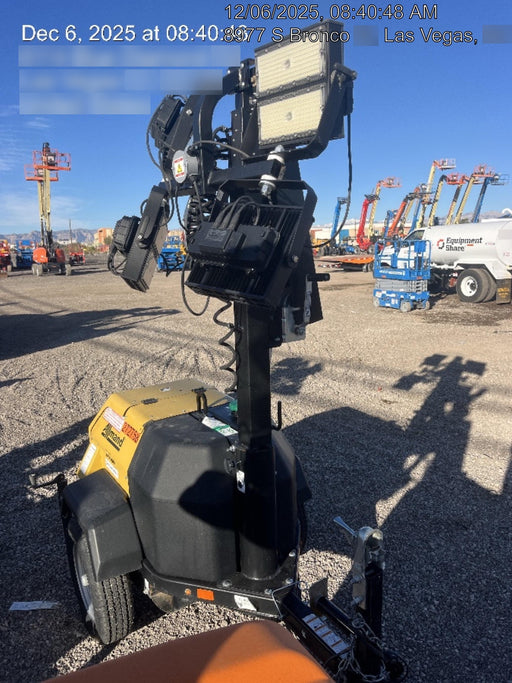 2022 Allmand NLV3GR (4) LED Light Fixture 350W, 23' Vertical Mast, 3kW Prime, Towable, ES Decals, T3