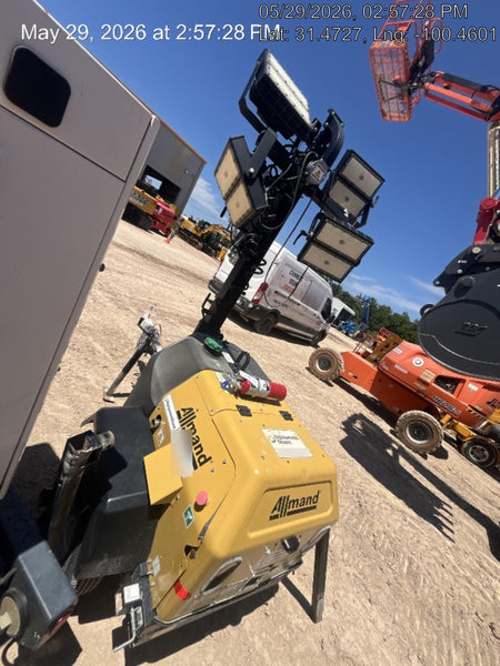 2022 Allmand NLV3GR (4) LED Light Fixture 350W, 23' Vertical Mast, 3kW Prime, Towable, Deep Sea L401, Leveling Jacks, Yanmar T4F 5.8hp