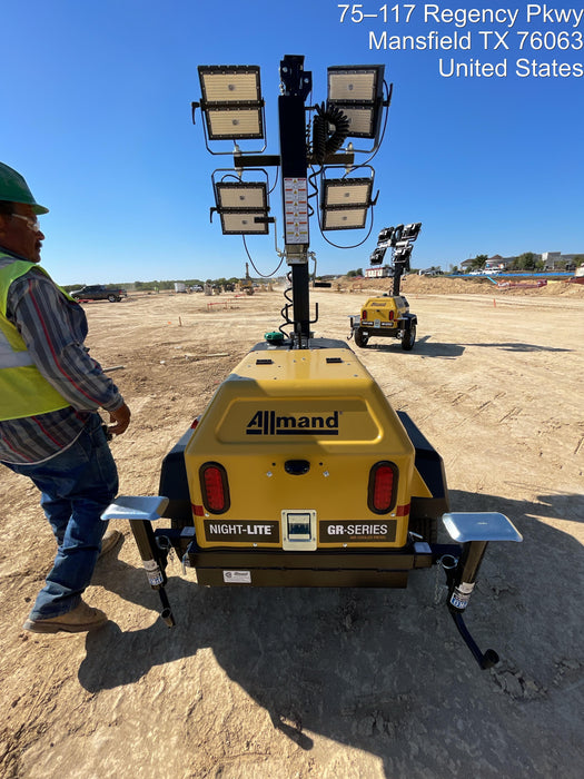 2022 Allmand NLV3GR (4) LED Light Fixture 350W, 23' Vertical Mast, 3kW Prime, Towable, ES Decals, T3