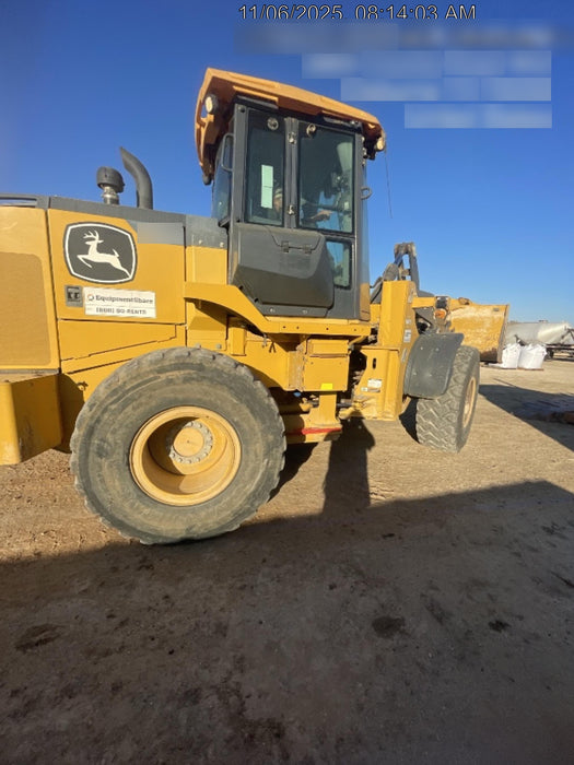 2019 John Deere 624L 4yd Wheel Loader, Cab/Heat/Air, 3 Function Hydraulics, JRB Hydraulic QC, QC 4yd bucket w/smooth cutting edge, QC Carriage, 72" Fork Tines, 5yr/5,000hr Powertrain and Hydraulics extended warranty