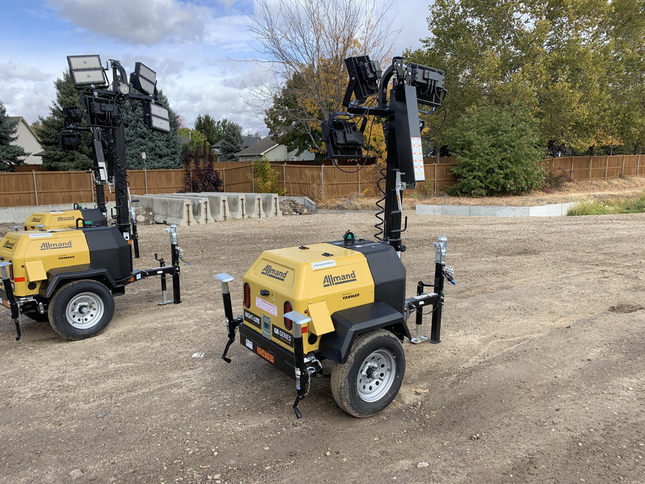 2022 Allmand NLV3GR (4) LED Light Fixture 350W, 23' Vertical Mast, 3kW Prime, Towable, ES Decals, T3