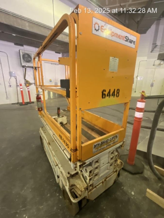 Custom Equipment HB-1430 Hy-Brid Scissor Lift
Platform capacity up to 670 lbs
Working height up to 20 ft
Weighs under 1,700 lbs
Non-marking wheels