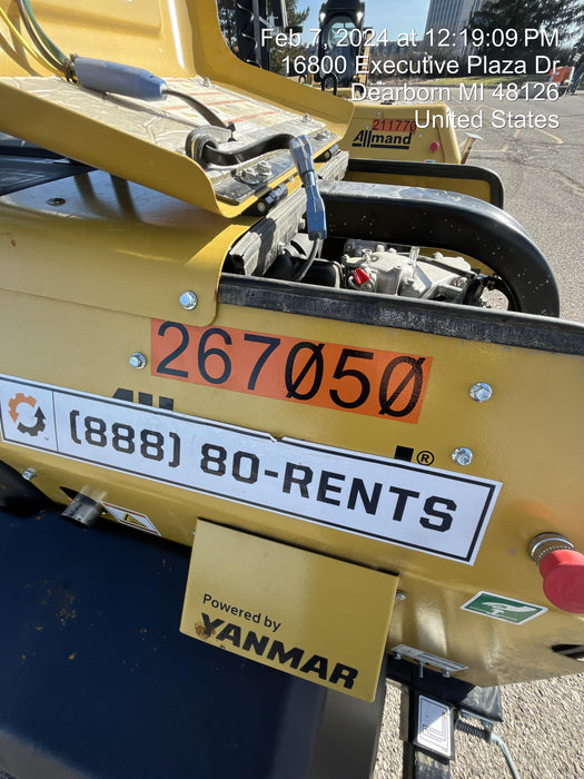 2022 Allmand NLV3GR (4) LED Light Fixture 350W, 23' Vertical Mast, 3kW Prime, Towable, ES Decals, T3